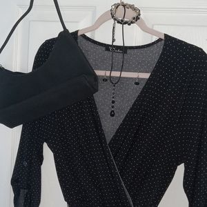 Large Black With Polka Dot Stretch Dress With Purse Necklas Earrings And Bracele